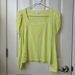 A.L.C. Women Scoop neck puff sleeve shirt top in neon bright yellow green XS